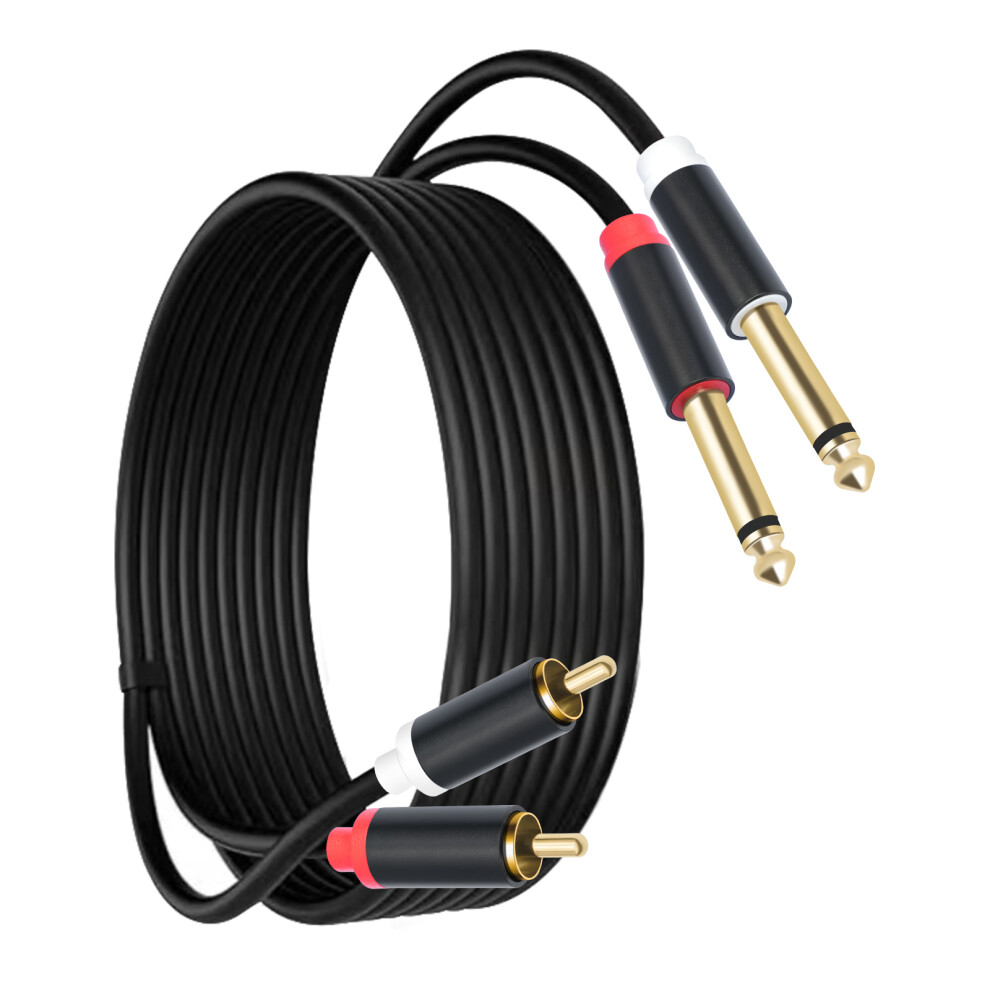 6.35Mm To Double 2Rca Y Adapter Splitter Cable 6.35Mm 1/4Inch Male To 2Rca Splitter 3M Gold 7695001191654