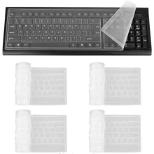 quiodok 4 Pcs Desktop Computer Keyboard Skin Protector Film Cover, Clear Silicone Keyboard Cover, Universal Keyboard Cover Protector for Standard Siz