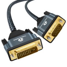 Thsucords DVI to VGA Cable 1M, Uni-Directional DVI-D to VGA Adapter Male to Male Gold-Plated Braided 1080P Full HD Cord for HDTV, PC,Laptop, Monitor,