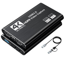 XIIXMASK Video Capture Card, Audio Video Capture Card, USB 3.0 Capture Card 4K HDMI Loop-Out, 1080P 60FPS/2K 30FPS Video Game Capture for Streaming W