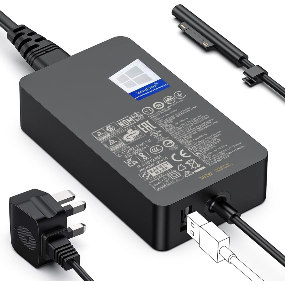 Surface Charger,102W Microsoft Surface Charger For Surface Book 1/2/3, Surface Laptop Studio, Surface Pro 3/4/5/6/7/7+/8/9/10/11, Surface Laptop 1/2/ 5008548708889