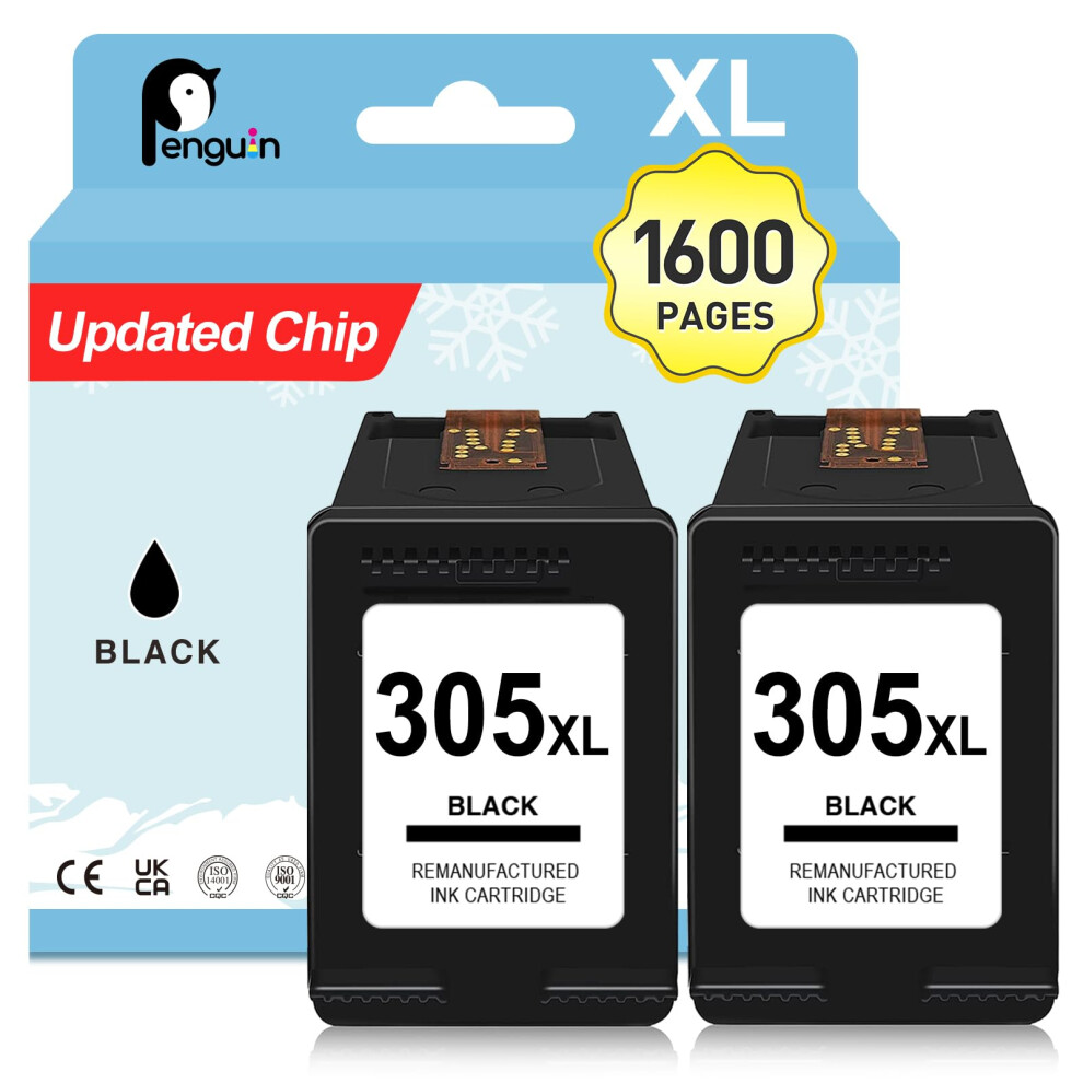 Penguin 305 Xl Ink Cartridge For Hp 305XL Compatible With Deskjet 2810E 2820E 2800E 4220E 4222E 4200E Envy 6000E 6020E 6032E 6022E Envy Pro 640 Black 5004240594447