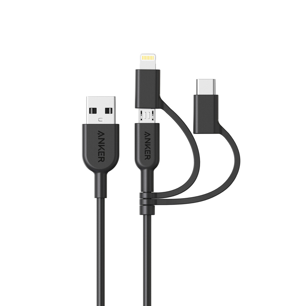 Anker Powerline Ii 3-In-1 Cable, Lightning/Type C/Micro Usb Cable For Iphone, Ipad, Htc, Lg, Samsung Galaxy, Sony Xperia, Android Smartphones, And Mo
