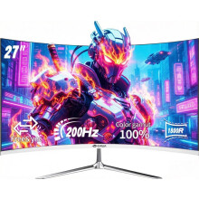 CRUA 27 Inch 180Hz/200Hz Curved Gaming Monitor, FHD 1920 * 1080P Frameless 1800R Computer Monitor, 1ms GTG with FreeSync, Low Motion Blur, Eye Care,