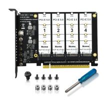 4 Slot M.2 SSDs to PCIE x16 Converter for Fast Data Transfer No Speed Loss
