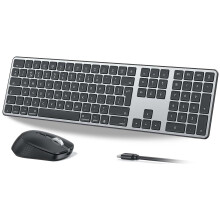 OMOTON Wireless Bluetooth Keyboard Mouse Rechargeable for Mac OS, Wireless Keyboard and mouse Set for MacBook Air/MacBook Pro/iMac, Multi-Device Ultr