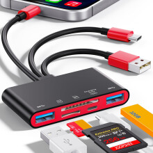 5-in-1 Memory Card Reader, USB OTG Adapter & SD Card Reader for Phone/Pad, USB C and USB A Devices with Micro SD & SD Card Slots, Supports SD/Micro S