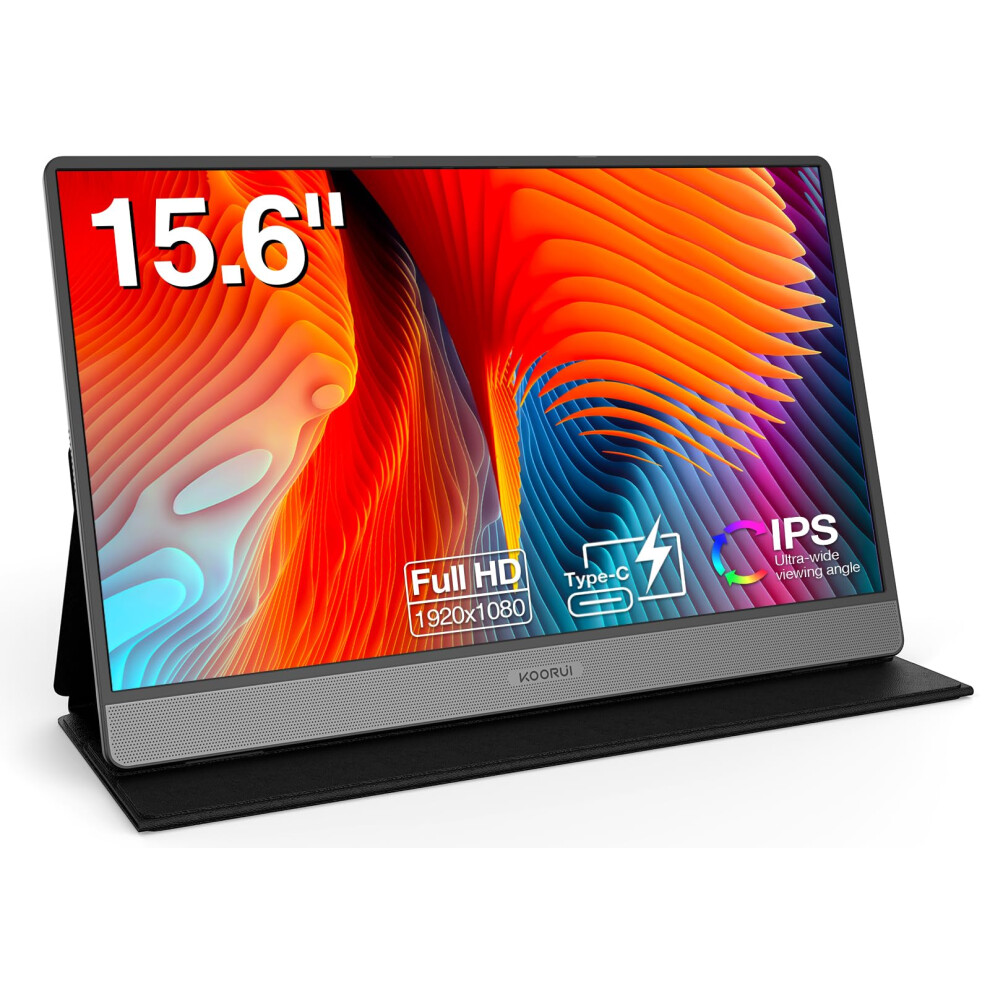 Koorui 15B1 Portable Monitor, 15.6 Inch 1920 X 1080 Fhd Ips Second Screen With Built-In Speakers For Laptop, Pc, Mac, Xbox, Ps5/4/3, Usb Type C & Min 5004735356932