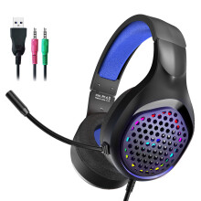 Upgraded Corded Headset Gamer with Mic Noise Cancelling Headphone For Computer Blue
