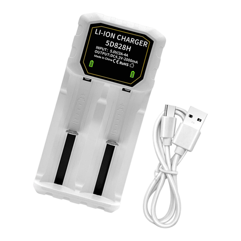 2-Bay Charging For 14500 18500 21700 Batteries Intelligent Overcharge Prevention White 7695001243827