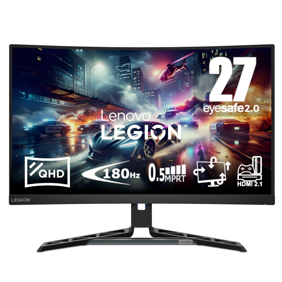 Lenovo Legion R27qc-30 | 27" Qhd Curved Gaming Monitor | 180Hz, 0.5Ms Mprt, Speakers, Eyesafe, Vesa 5000481608844