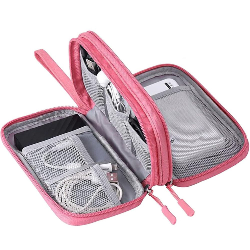 Electronics Accessories Organiser Bag, Double-Layer Cable Organiser Bag, Waterproof Travel Gadget Bag For For Power Bank Charger Adapters Flash Disk 5009740561067