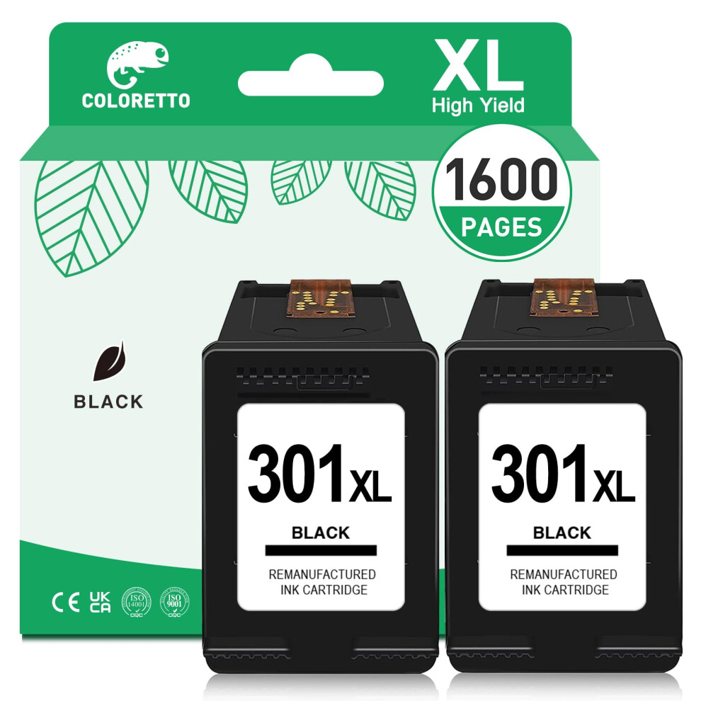 Coloretto 301 Ink Cartridges For Hp 301 Xl Compatible With Envy 5530 5532 Envy 4500 4507 4502 Deskjet 3050 3055 3050A Officejet 4630 2620 2622 Black 5002033414644