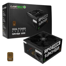 GameMax 600W Rampage Power Supply (No Power Cable inc.), Non-Modular, APFC, Japanese Tk Main Capacitor, 80 Plus Bronze, 88% Efficiency, 14cm Cooling