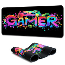 Simpkeely GAMER Mouse Pad, Blacklight Colorful Gaming Skull Skeleton Waterproof Extended Large Desk Pad UV Long Computer Keyboard Gamepad with 3mm No