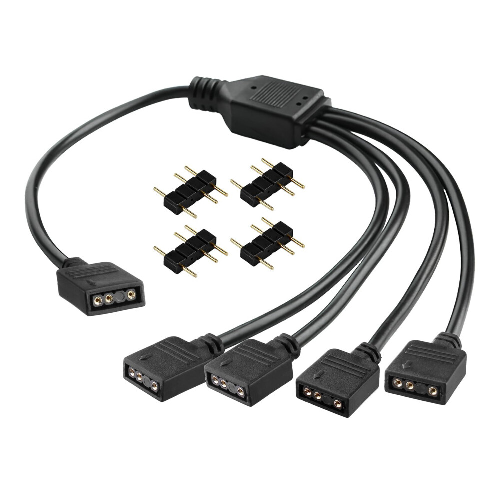 Qtmmc Argb Splitter Cable 1 To 4 Fan Splitter 5V 3 Pin Addressable Rgb Led Sync Cable Extension 30Cm Led Strip Connectors For Computer Chassis Expand 5005785927769