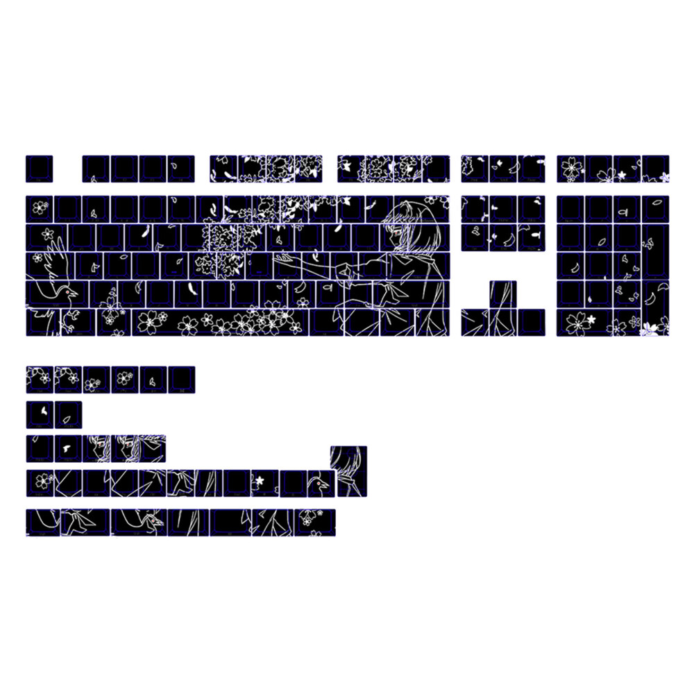 For Mechanical Keyboards 74/140Key Pbt Keycaps Anime Side Printed Backlit 140 Keys 7695001191616