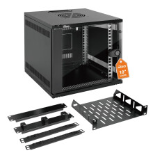 Tecmojo 6U 330mm Depth 10in Wide Wall Mount Data Cabinet, Network Cabinet with Rack Shelf, Brush Panels