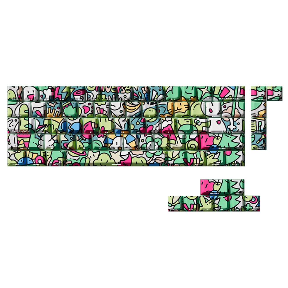 Graffiti Art Theme Original Profile Pbt Keycaps 74/140Key For Backlits 74 Keys Green 7695001191883