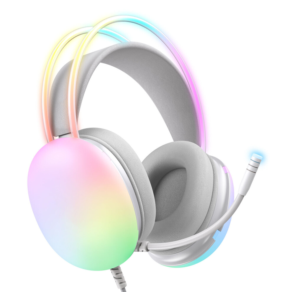 Gaming Over Ear Headphone Adjustable Headband Headphone Headset With Microphone White 7695001225748