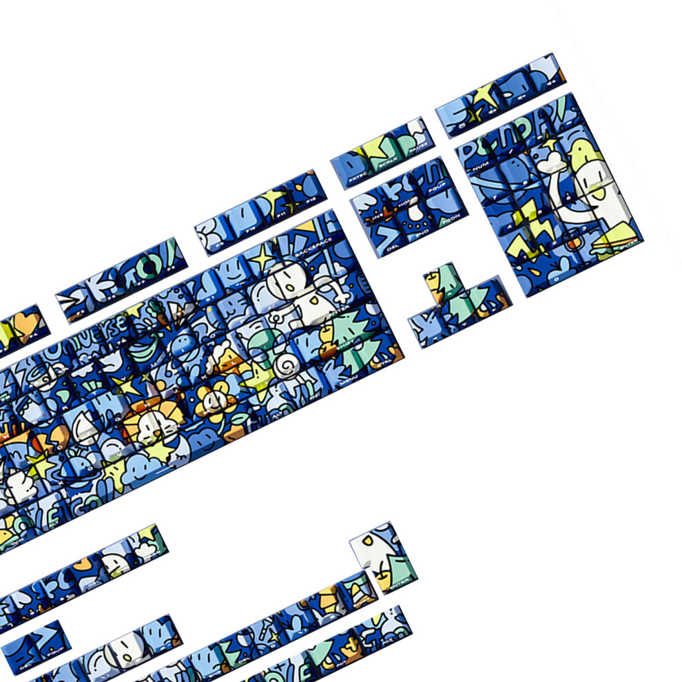 Pbt Backlits Keycaps 74/140Key Graffiti Art Original Profile Side Engraved 140 Keys Blue 7695001191913