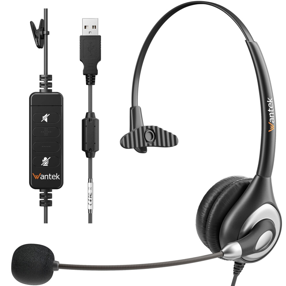Wantek Usb Headsets With Microphone For Call Center Online Conference Office Work Teams Meetings Windows Computers Laptops 5005754931384