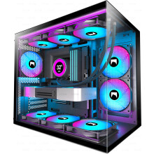 HYXN H3 ATX PC Case - Pre-Installed with 3 ARGB Fans - Compact Dual Cavity Mid-Tower Gaming PC Case,360mm Radiator Support - with Type-C 3.2 (Black-R