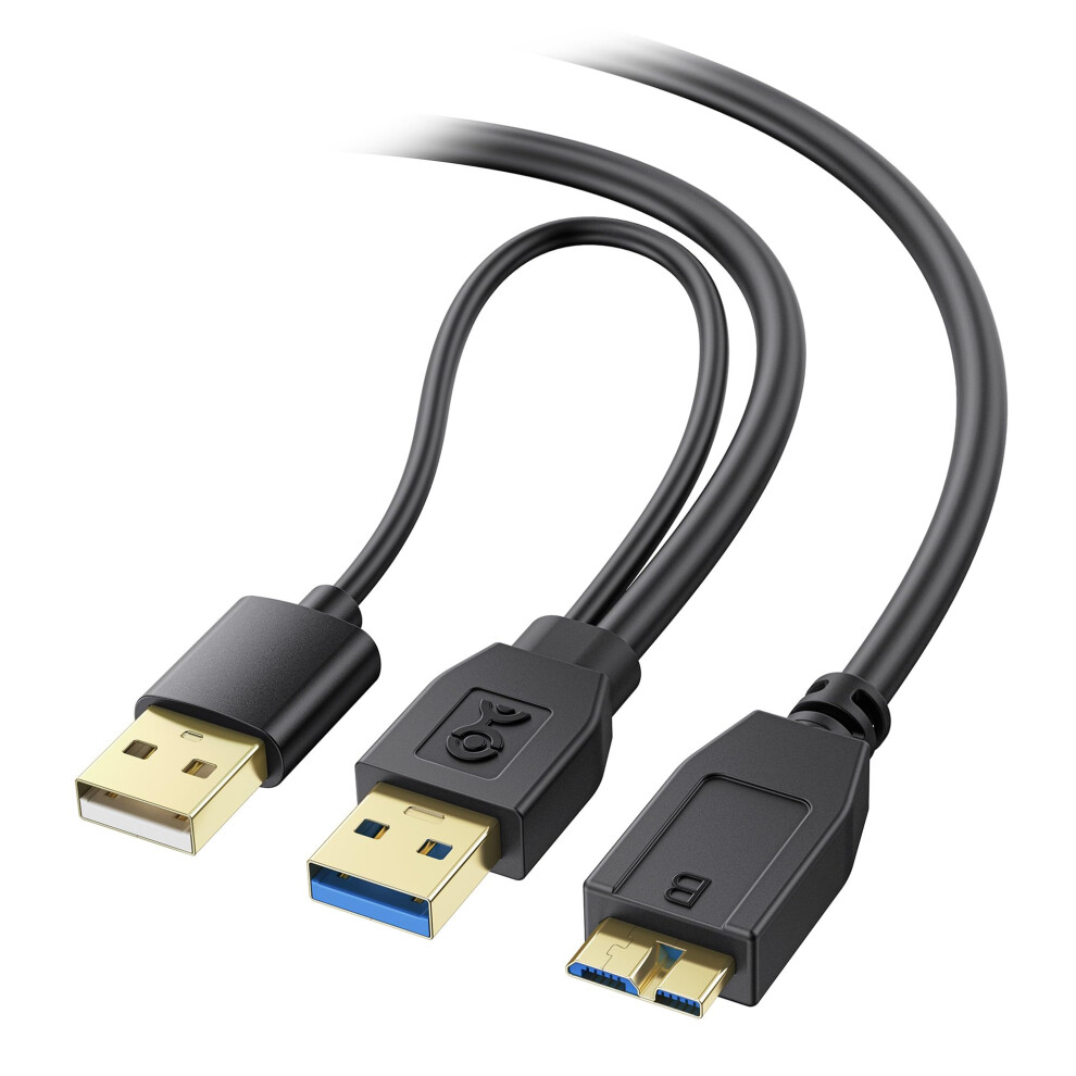 Cable Matters 5Gbps Micro Usb 3.0 To Usb Splitter Cable - 0.5M, Micro-B 3.0 To Dual Usba For Data And Extra Power, Microusb 3.0 To Usba Y Cable