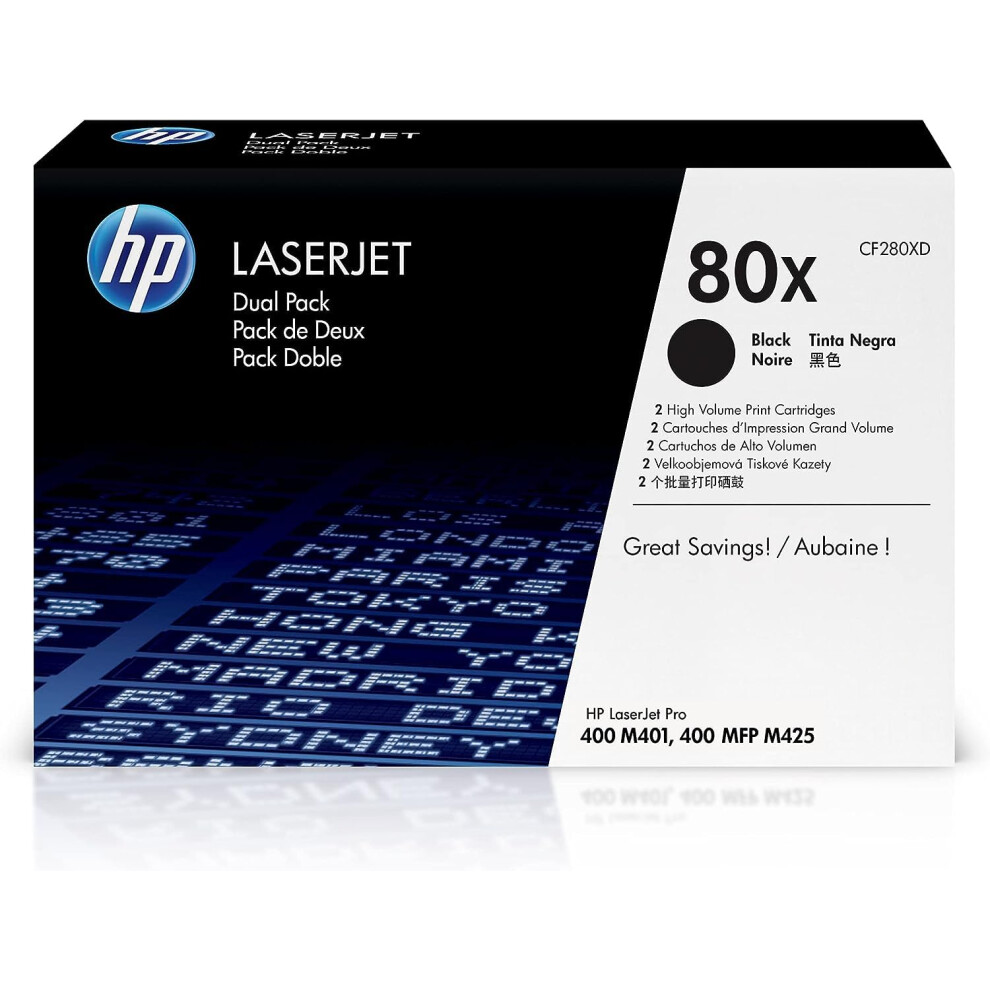 Hp Cf280xd 80X High Yield Original Laserjet Toner Cartridges, Black, Multipack