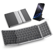 OMOTON Bluetooth Foldable Keyboard with Numeric Keypad, Wireless Keyboard Rechargeable, QWERTY UK Full Size, 3 Bluetooth Channels for iOS/Android/Win