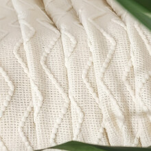 (cream white, 127x180cm) Khaki Cream White Throw Blanket, Throw Blanket, Casual Wave Texture, Lightweight Blanket with Fringe for Sofa, Bed,