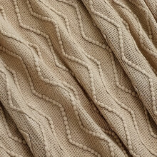 (khaki, 127x180cm) Khaki Cream White Throw Blanket, Throw Blanket, Casual Wave Texture, Lightweight Blanket with Fringe for Sofa, Bed,