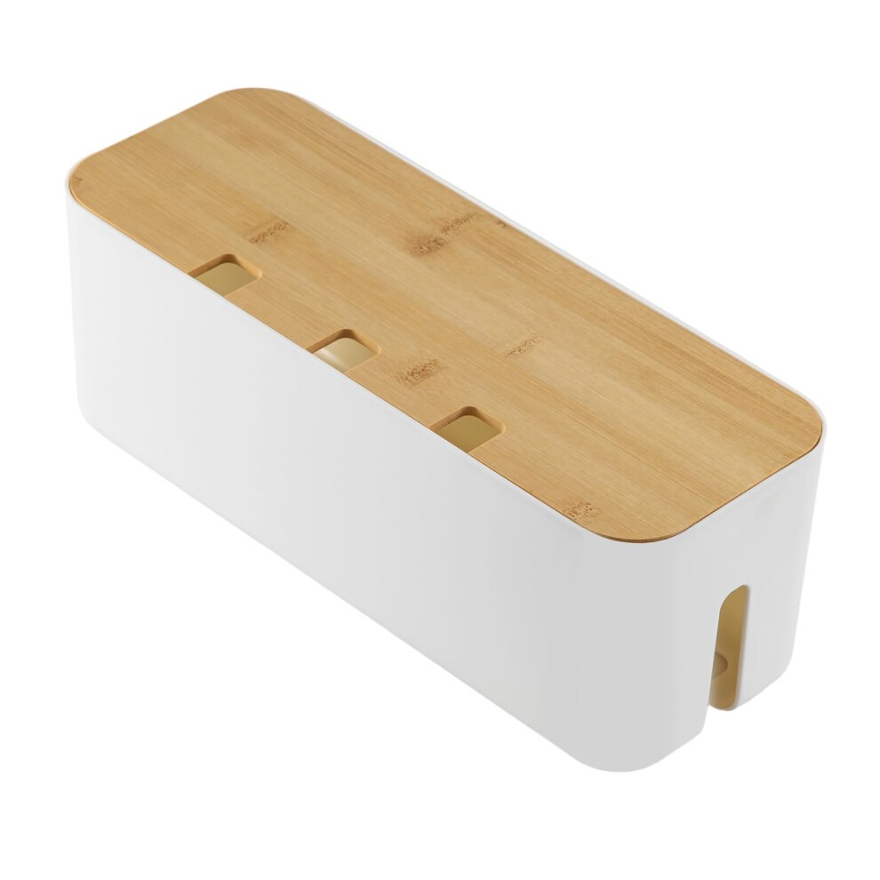 Cable Tidy Box 35X12x12cm Management Box Cord Organizer With Ventilated Lid, Hides Messy Wires For Desk Home Office Extension Cord Hider (White, Thre 5009970376325