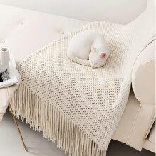 (cream, 127x176cm) Intricately Tassel Blanket, Beige Khaki, Spring Summer Gift, Travel Home Throw
