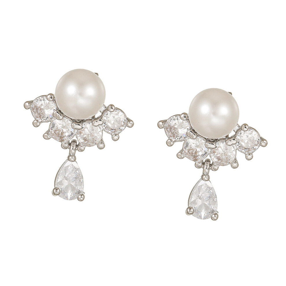 Luxury Pearls Waterdrops Design Diamonding Ear Clip For Freeclip 1 2 Earbuds Silver 7695001173674