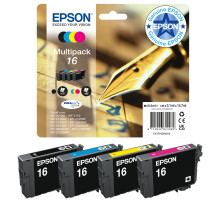 Epson 16 Pen & Crossword Genuine Multipack, 4-colours Ink Cartridges, DURABrite Ultra Ink