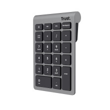 Trust Xalas Wireless Numpad Number Keypad for Laptop and Desktop PC, 22 Keys, 2.4GHz USB Micro Receiver, Slim Number Pad for Compact TKL Keyboards, W