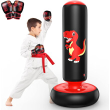QPAU Inflatable Punching Bag, 48 Inch Stable Inflatable Boxing Bag for 3-6 Kids,Dinosaur Toy & Gifts for Boys and Girls