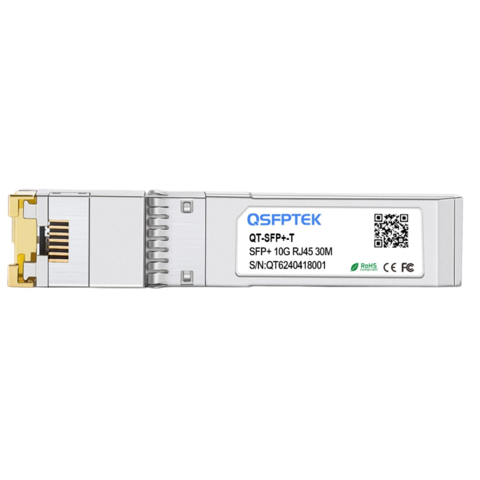 Qsfptek Newest 10Gbase-T Sfp+ Rj45 Transceiver Up To 30 M, 10G Sfp+ To Rj45 Module Copper Mini-Gbic With Realtek Chip For Cisco Sfp-10G-T-S, Ubiquiti 5003620824334