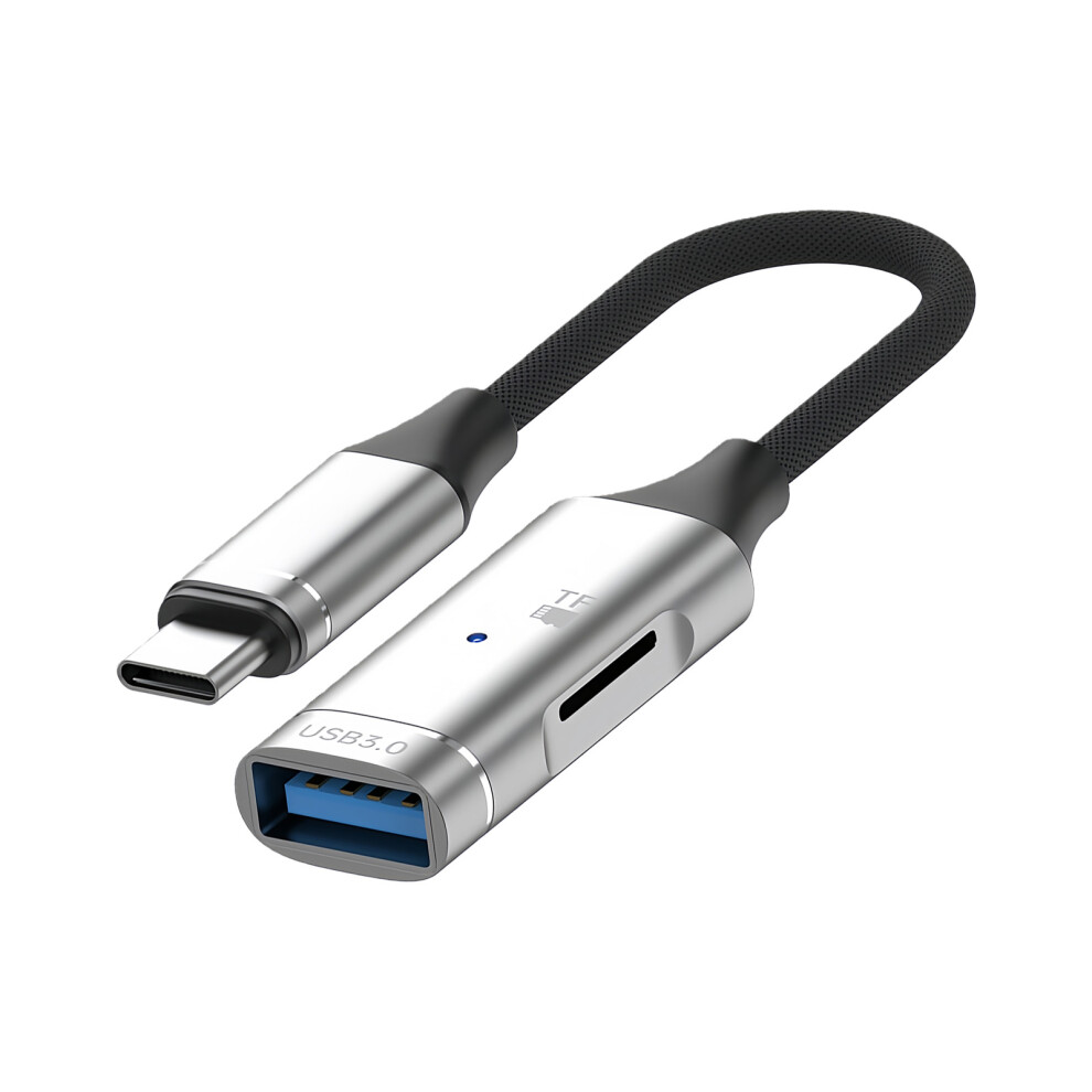 Multiports Usb C To Usb3.0 Converter Tf Card Slot Fast 5Gbps Transmission Silver 7695001243797