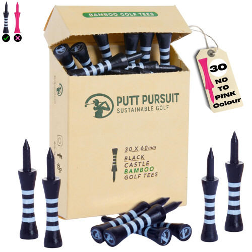 Putt Pursuit 6cm/ 60mm Castle Bamboo Golf Tees - Biodegradable &