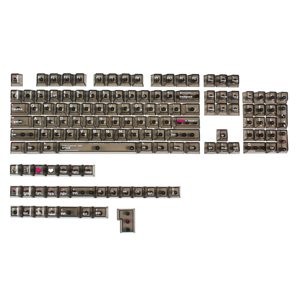 132Keys Russian Crystal Transparents Keycap Original Profile Transparent Black 7695001210003