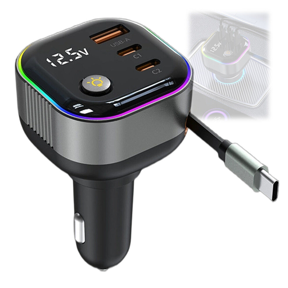 Fast Charging Adapter Usb C Car Charger Including Retractable Cable Safety 7695001185219