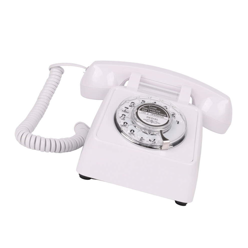 1Set Traditional Rotary Working Phone Desk Model Functional Loud Sound Old Desig White 7695001237734