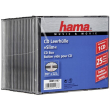 Hama Slim CD Jewel Case | Pack of 25 | Transparent & Black