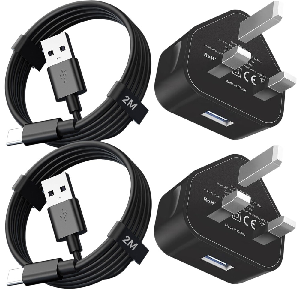 2 Pack 2M Type C Kindle Fire Tablet Charger For Amazon Fire 7, Fire Hd 10, Hd 8 (2019,2020,2021,2022 Release, 9Th, 10Th, 11Th, 12Th Generation) Kids 5007839257334