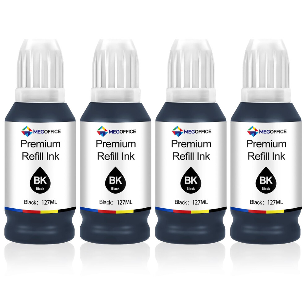 Megoffice Ink Compatible For Epson Ink Bottle For Ecotank Et-2710 Et-2711 Et-2712 Et-2714 Et-2715 Et-2720 Et-2726 Et-2810 2815 2820 2821 2826 4 Black 5008835832075