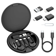 Elebase Multi USB Charger Adapter Kit,Micro USBC Adaptor with 0.3M 100W Charging Cable,Type C to USB 3.0 OTG Converter,USB C to IOS,Portable Box for