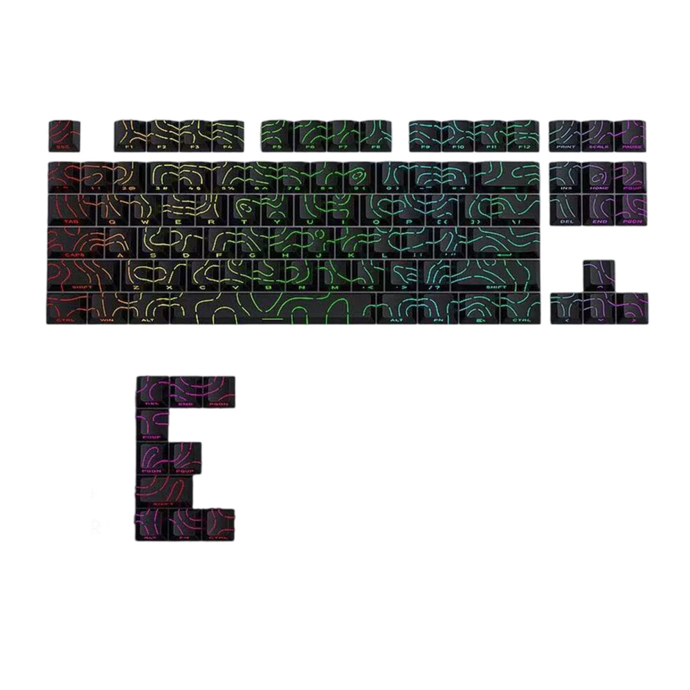 97-Key Pbt Side Engraved Keycaps Set Sublimation Oem Height Backlights 97 Keys Black 7695001244091