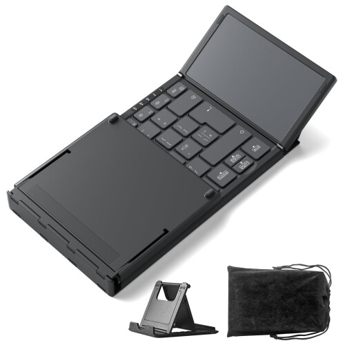 Inateck Foldable Bluetooth Keyboard with Touchpad, 3-Channel Multi-Device Switching, Portable Travel Folding Keyboard with AI Function for iPadOS And